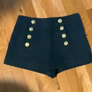 10 Crosby Derek Lam Gold and Blue High Waist Shorts